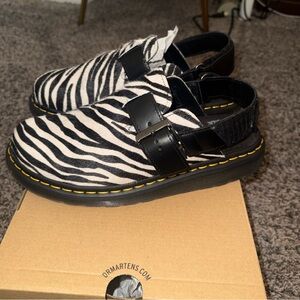 Dr. Martens Black and White Zebra Clogs